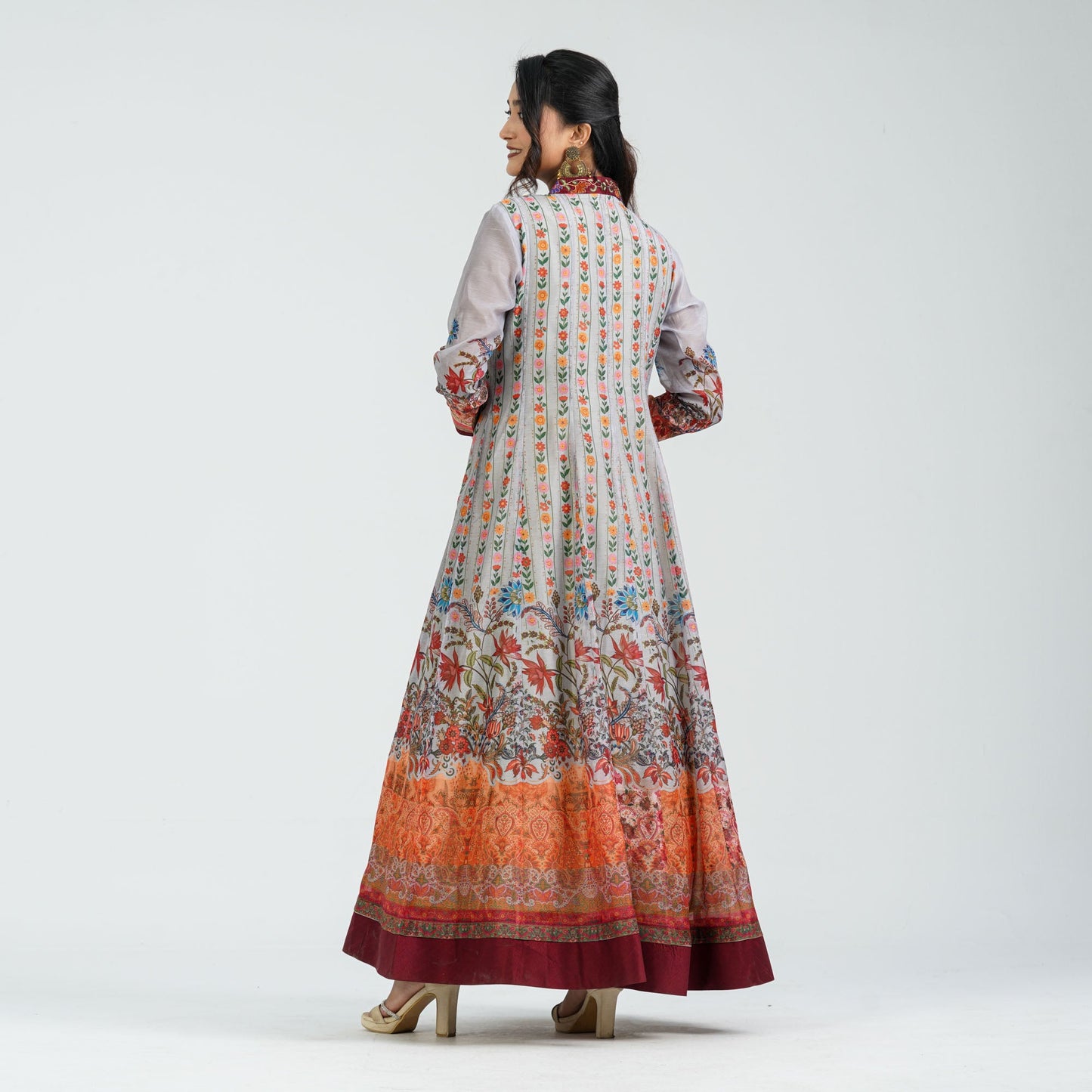Womenâ€™s Floral Half Silk Gown