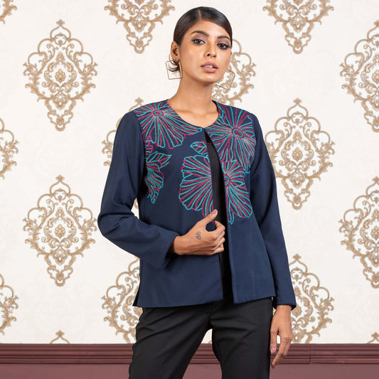 Womens Ethnic Jacket- Navy
