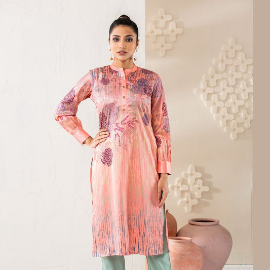 Women Peach Silk Tunic