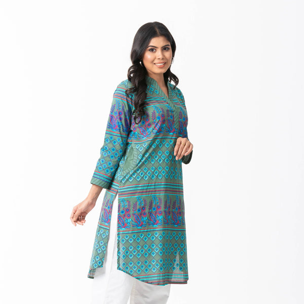 Womens Green Ethnic Kurti