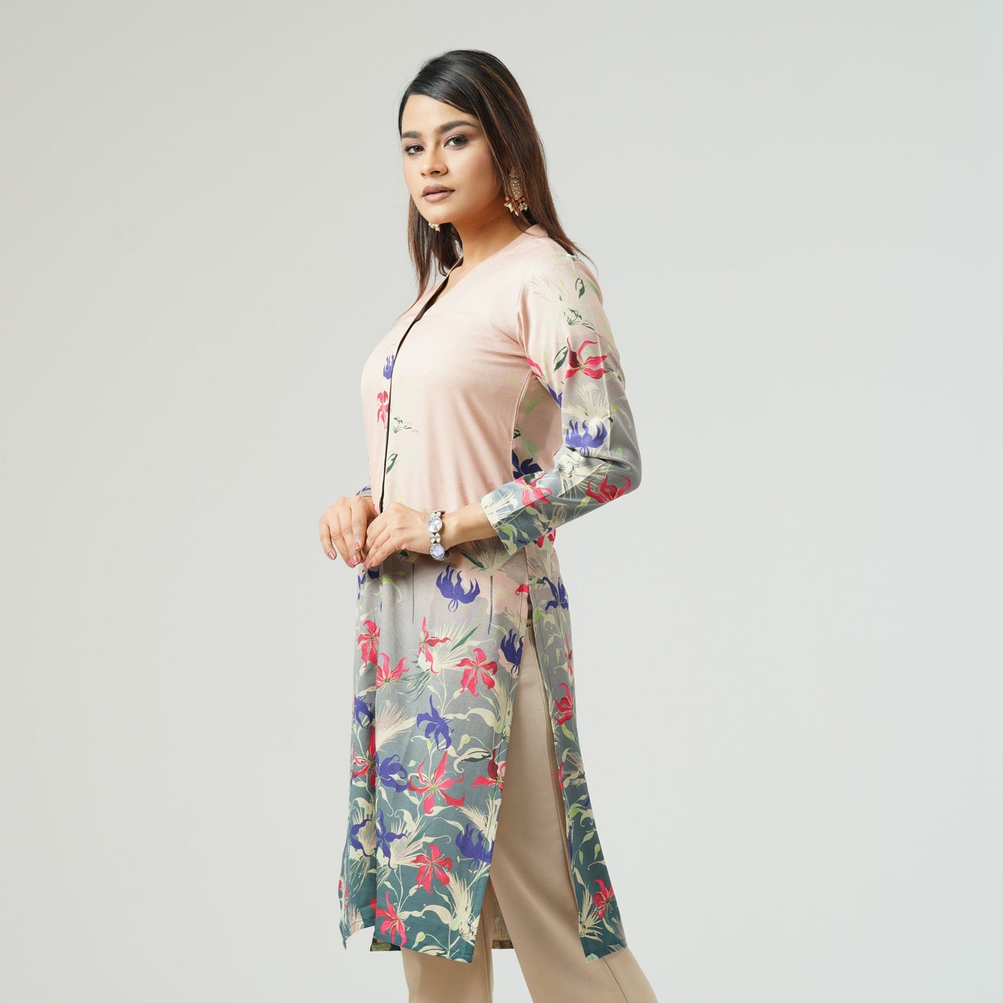 Womens Multi Color Printed Kurti