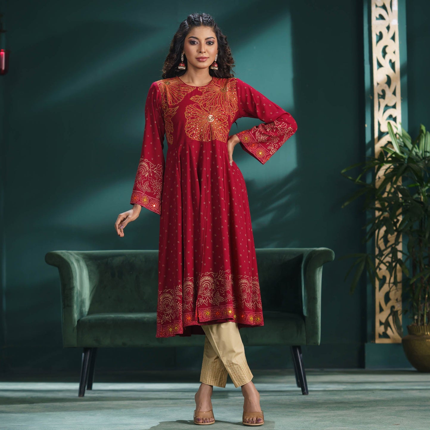 ETHNIC PREMIUM KURTI-MAROON
