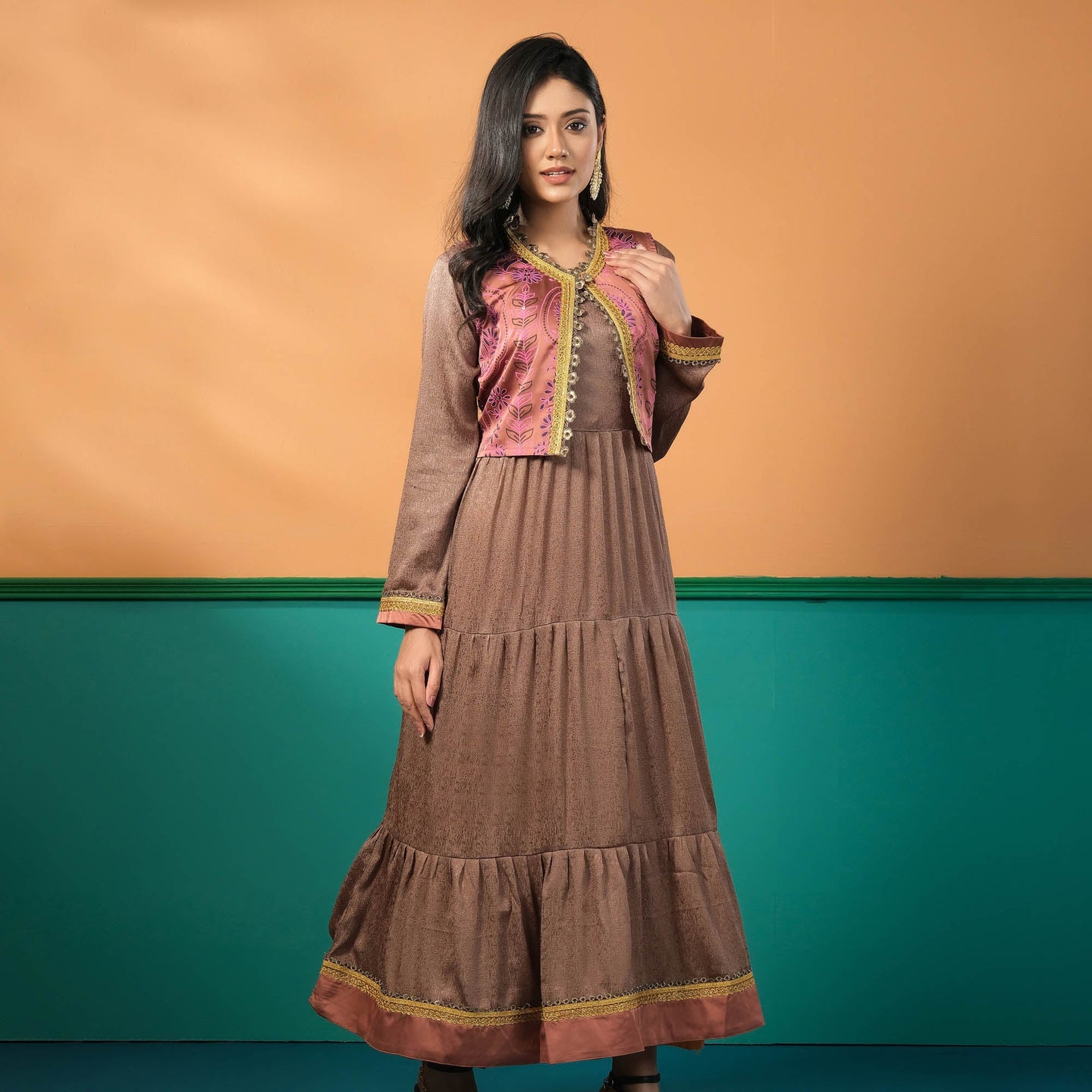 ETHNIC KURTI-BROWN