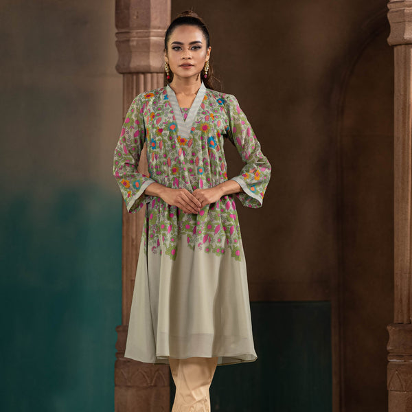 ETHNIC PREMIUM KURTI-OLIVE