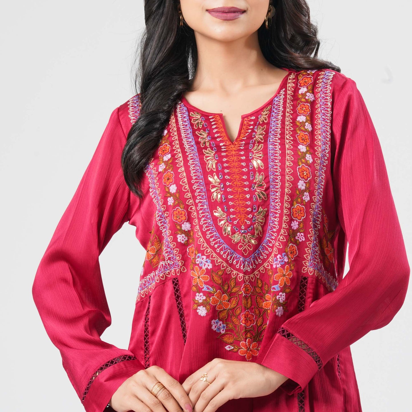 Women’s Maroon Silk Kurti
