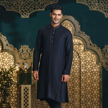 Load image into Gallery viewer, Men’s Black Cotton Silk Panjabi
