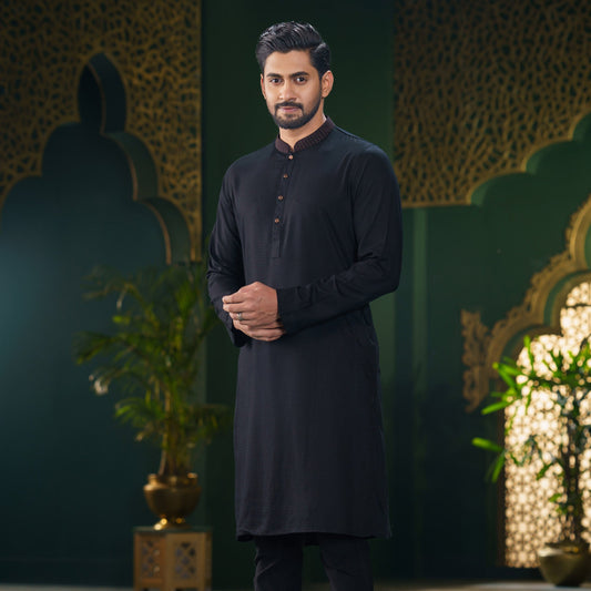 Men’s Black Basic Panjabi