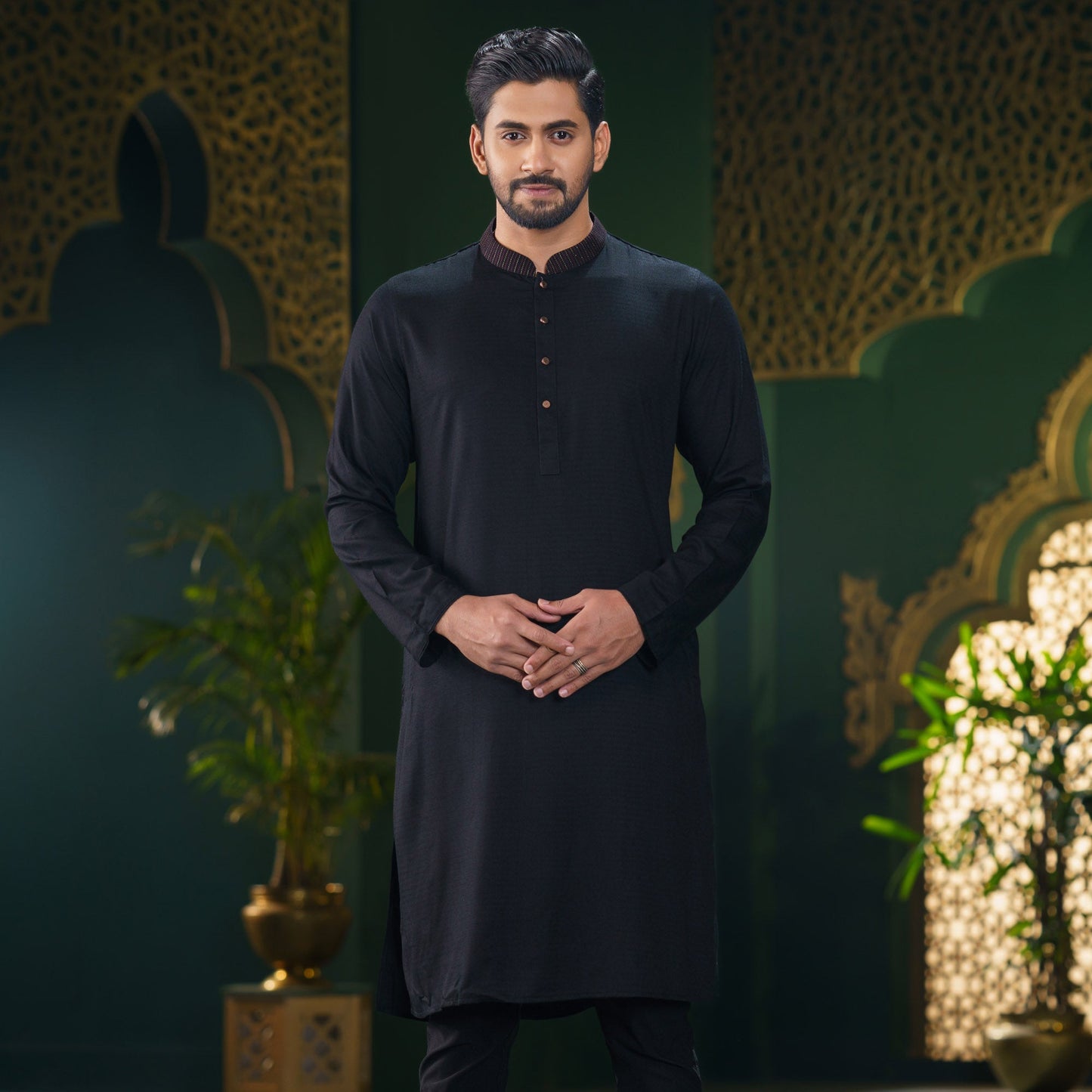 Men’s Black Basic Panjabi