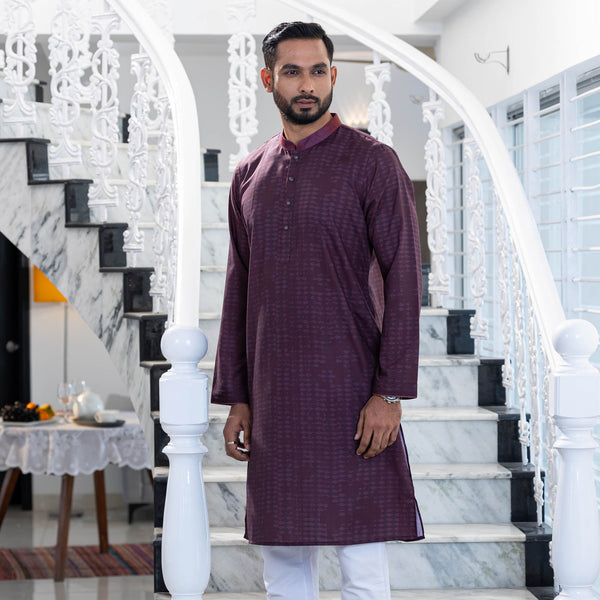 Men's Maroon Digital Panjabi