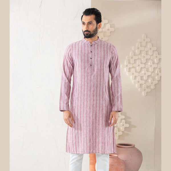 Men's Mauve Cotton Panjabi