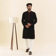 Load image into Gallery viewer, Men&#39;s Black Embroidery Panjabi
