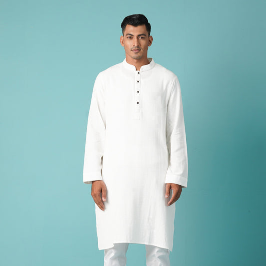 Mens Embroidery Panjabi-White