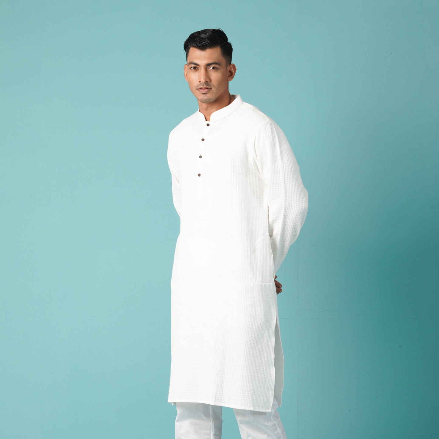 Mens Embroidery Panjabi-White