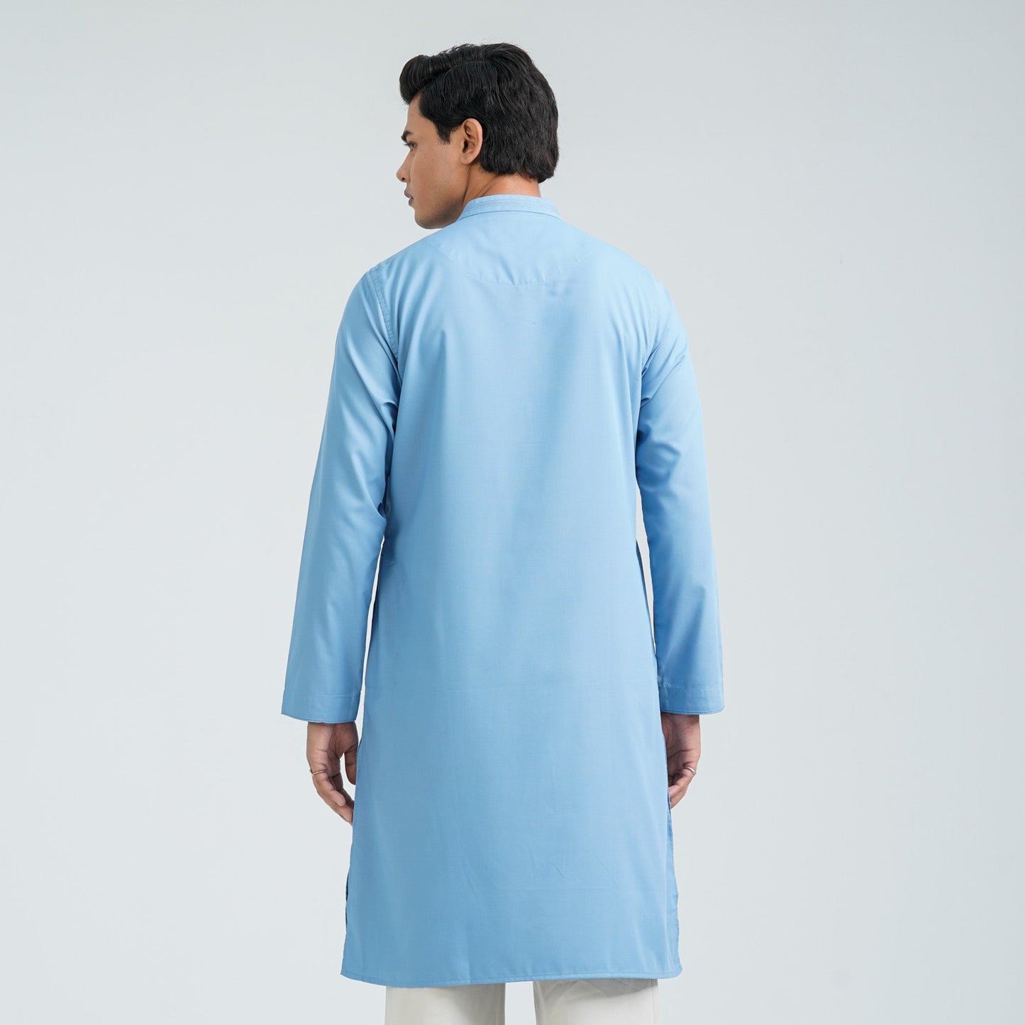 Men's Sky Blue Embroidered Suiting Panjabi