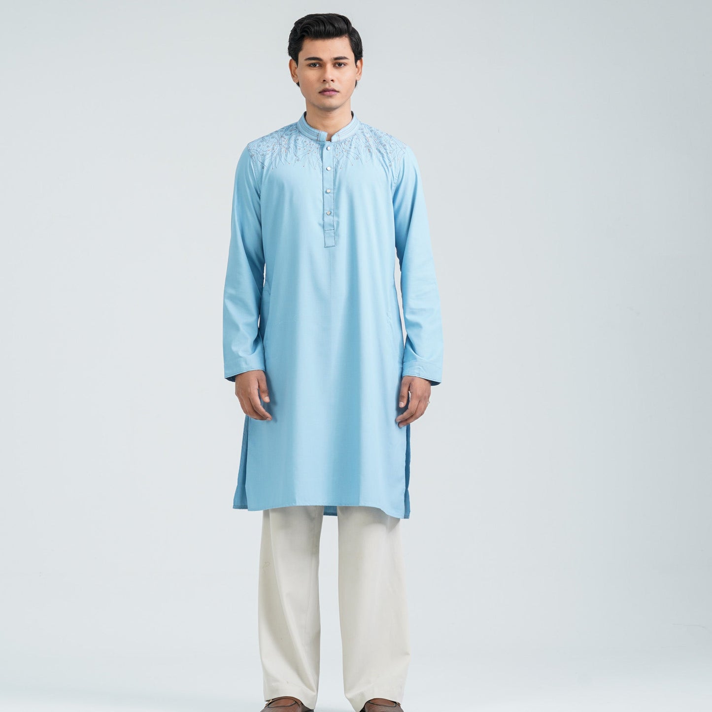 Men’s Sky Blue Embroidered Panjabi