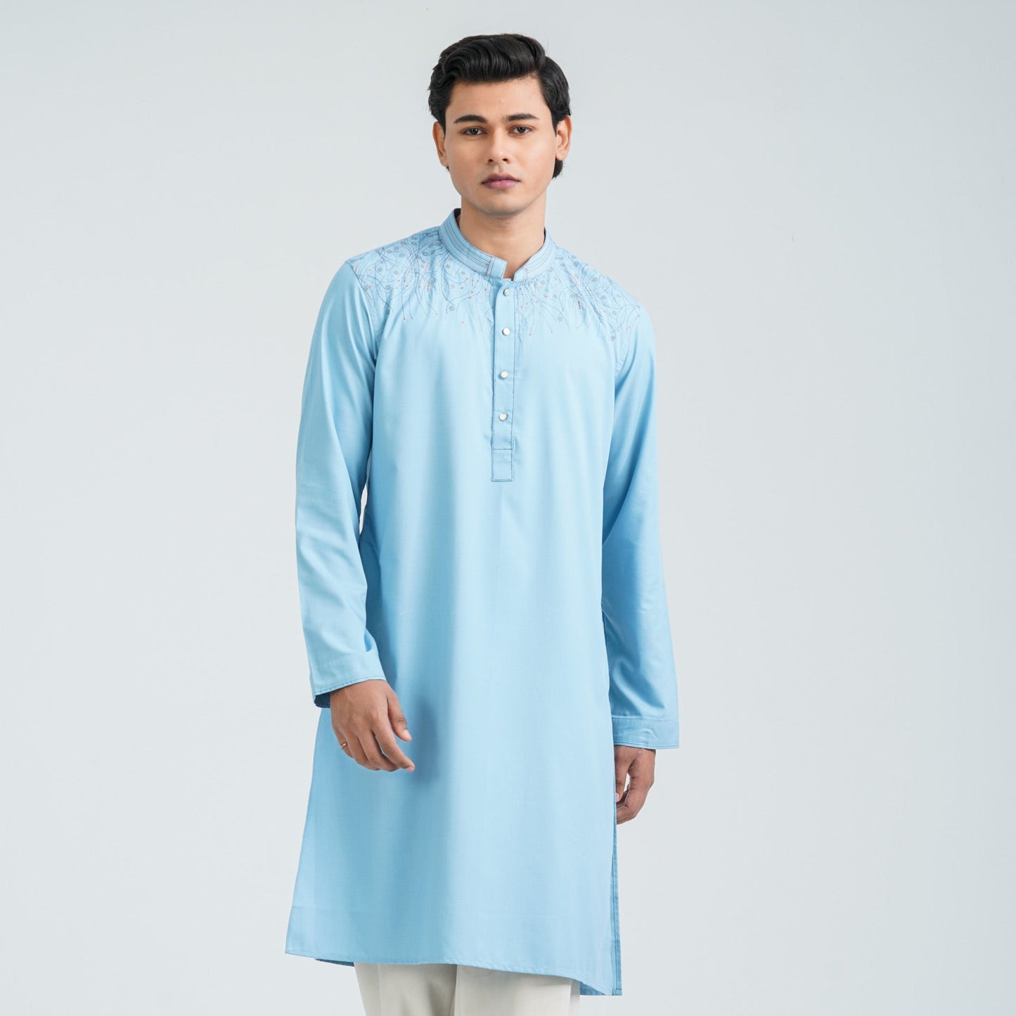 Men’s Sky Blue Embroidered Panjabi