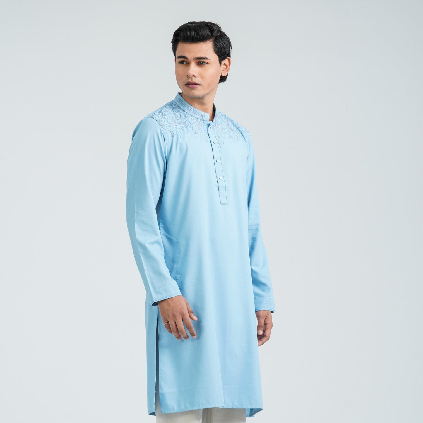 Men’s Sky Blue Embroidered Panjabi