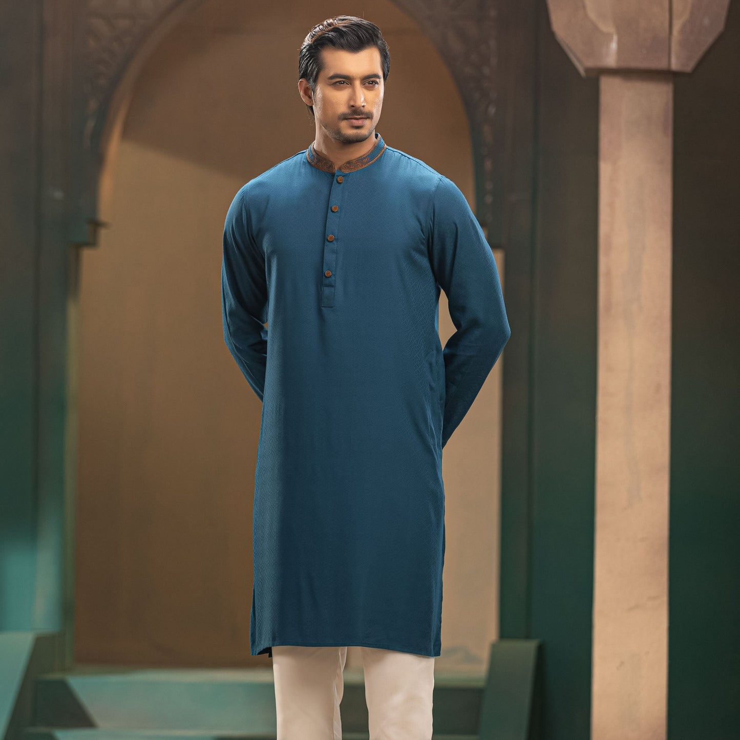 Mens Peacock Blue Panjabi