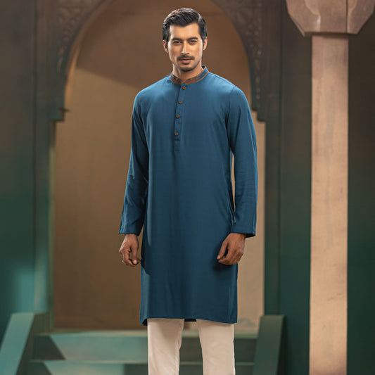 Mens Peacock Blue Panjabi