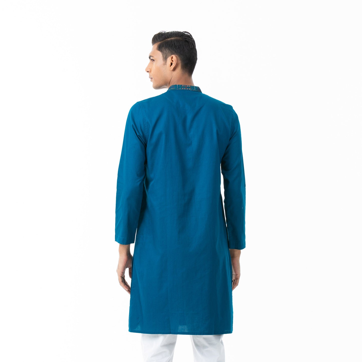 Mens Teal Blue Karchupi Panjabi