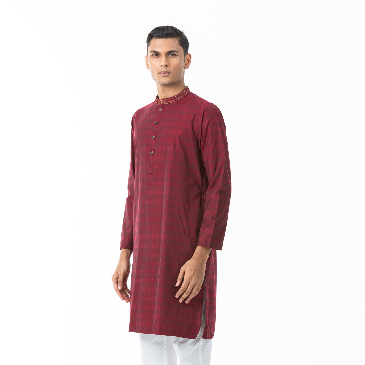 Mens Maroon Karchupi Panjabi