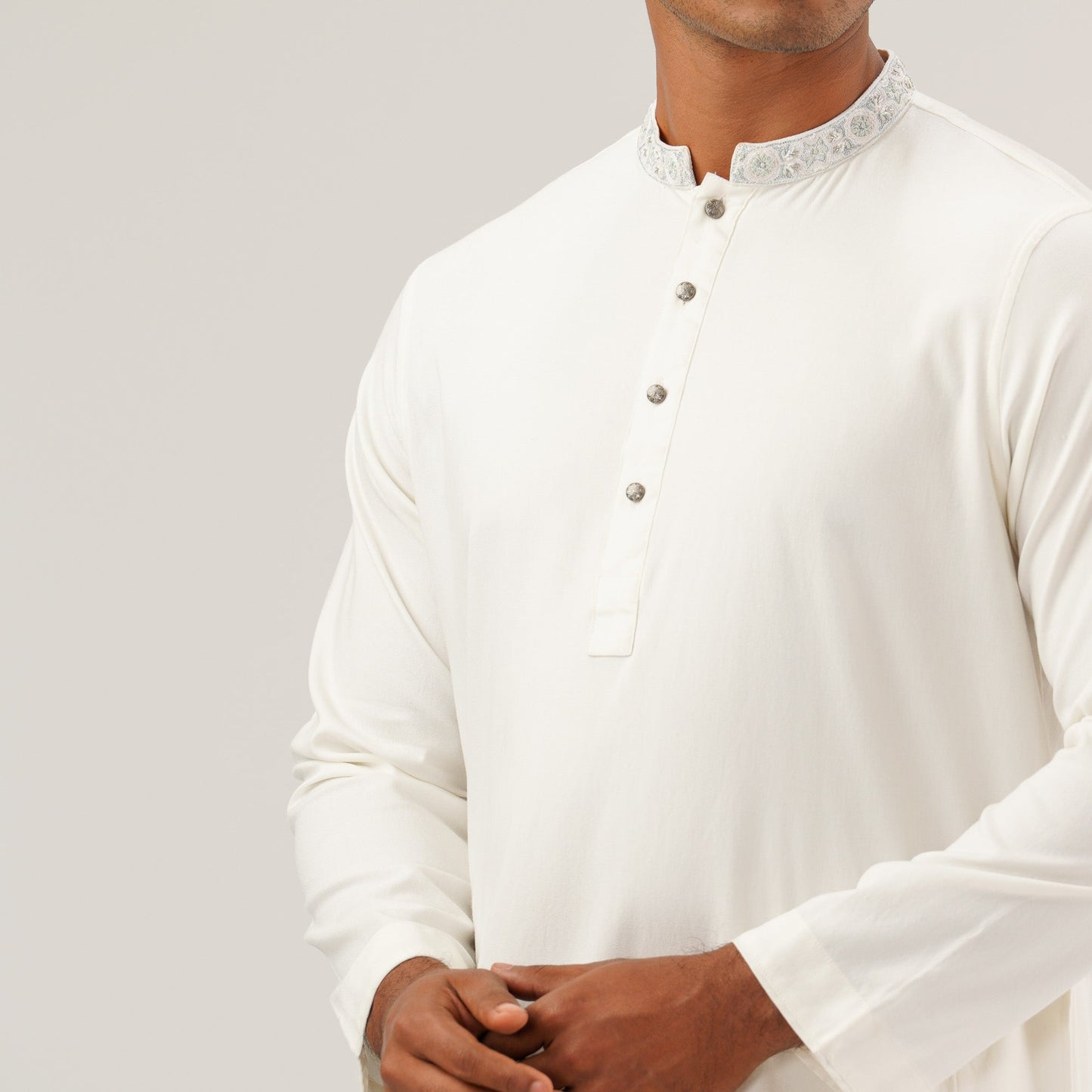 Mens White Karchupi Panjabi