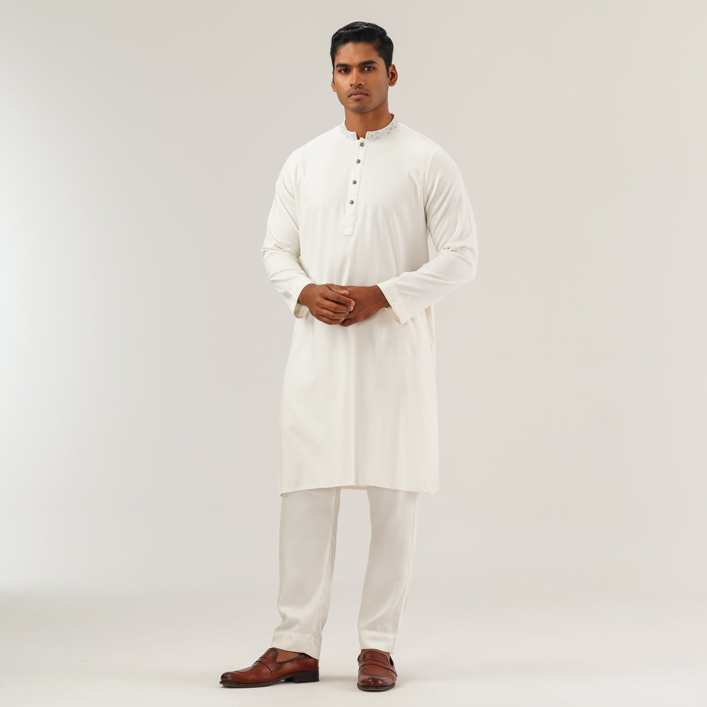 Mens White Karchupi Panjabi