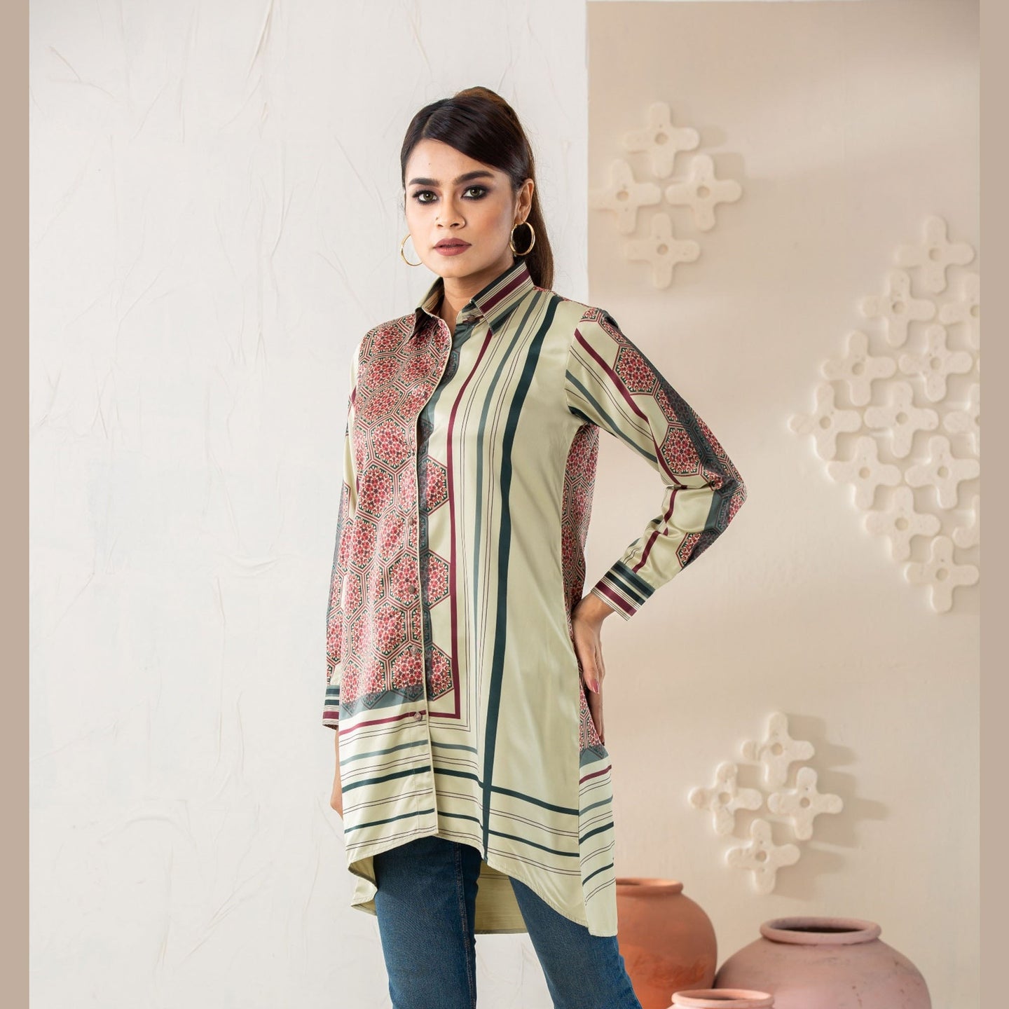 Women's Misty Moss Ethnic Shirt