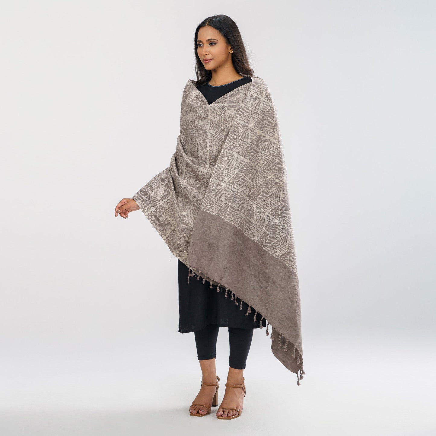 Women's Tan Cotton Shawl