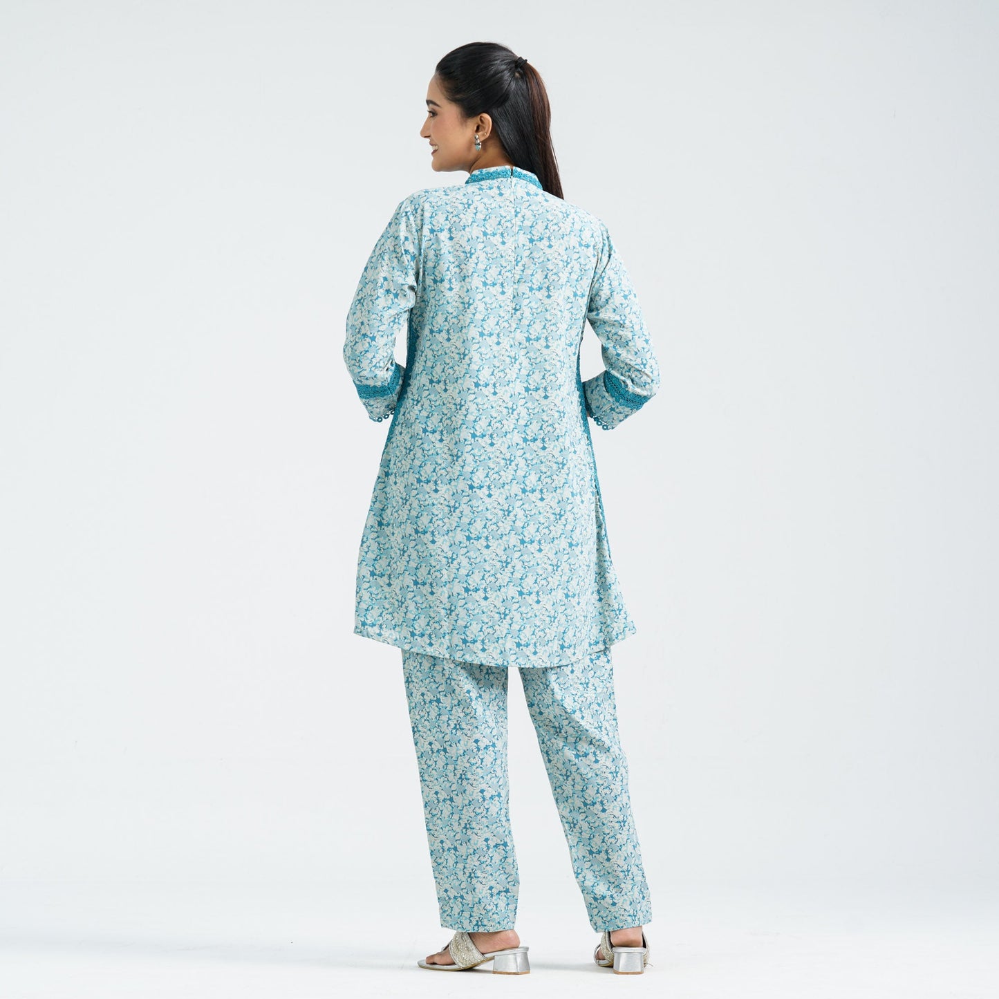 Women's Blue Blended Two Piece Set