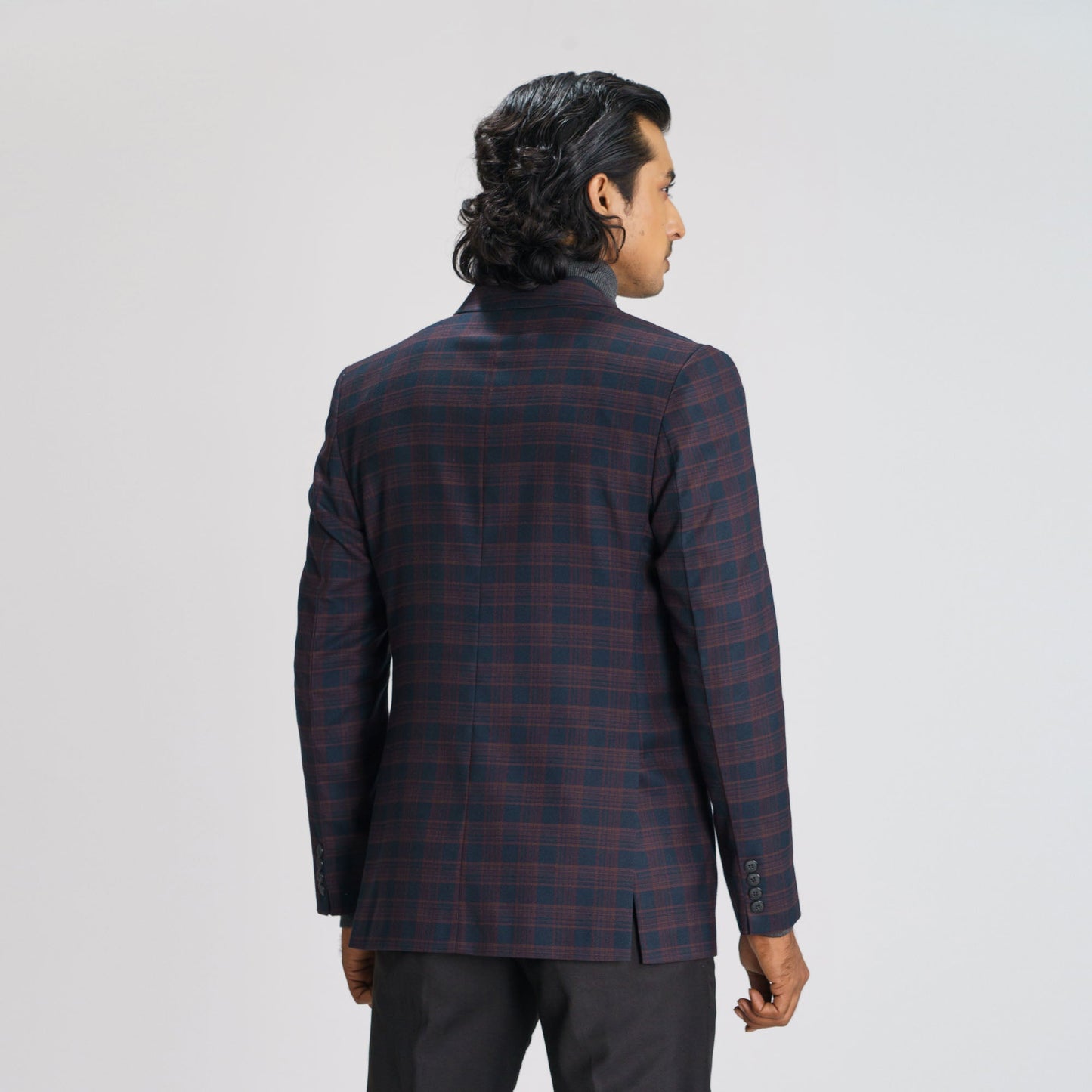 Mens Navy Check Blazer