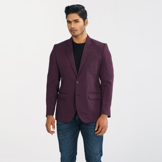 Mens Maroon Slim Fit Blazer