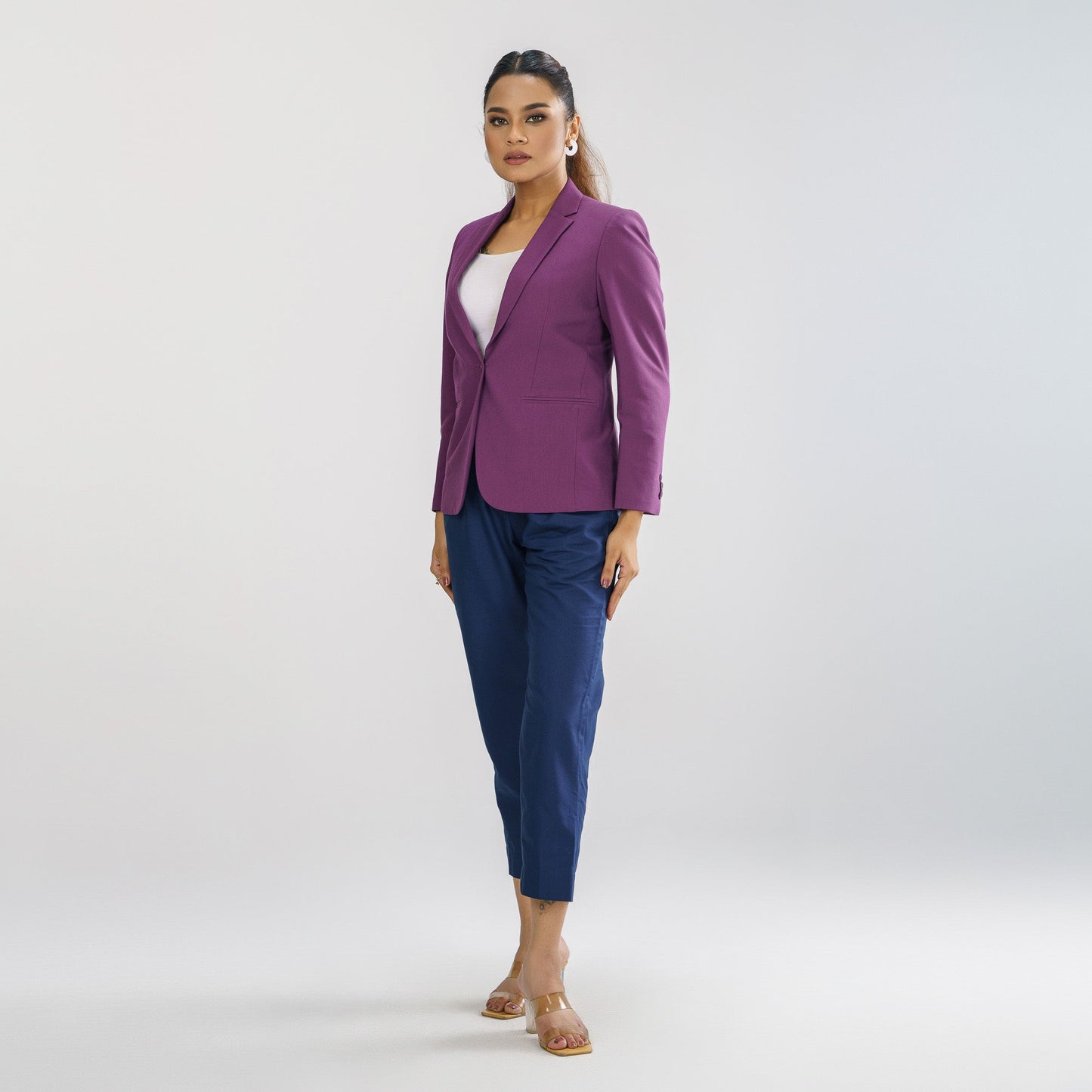 Womens Purple Slim Fit Blazer