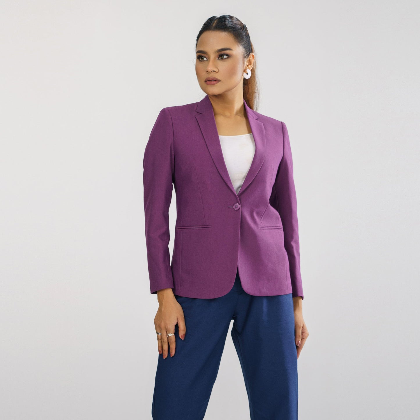 Womens Purple Slim Fit Blazer