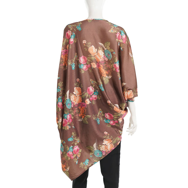 Womens Olive Floral Print Boxy Top