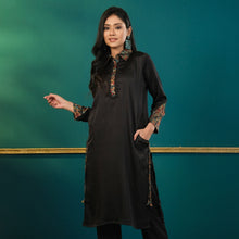 Load image into Gallery viewer, Womens Ethnic Black Silk Kurti
