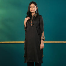 Load image into Gallery viewer, Womens Ethnic Black Silk Kurti
