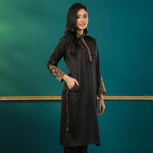 Load image into Gallery viewer, Womens Ethnic Black Silk Kurti
