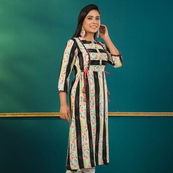 Womens Black Print Kurti