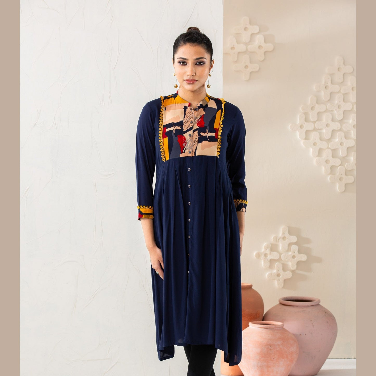 Women Navy Printed Kurti