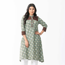 Load image into Gallery viewer, Women Coffee Pleated Kurti
