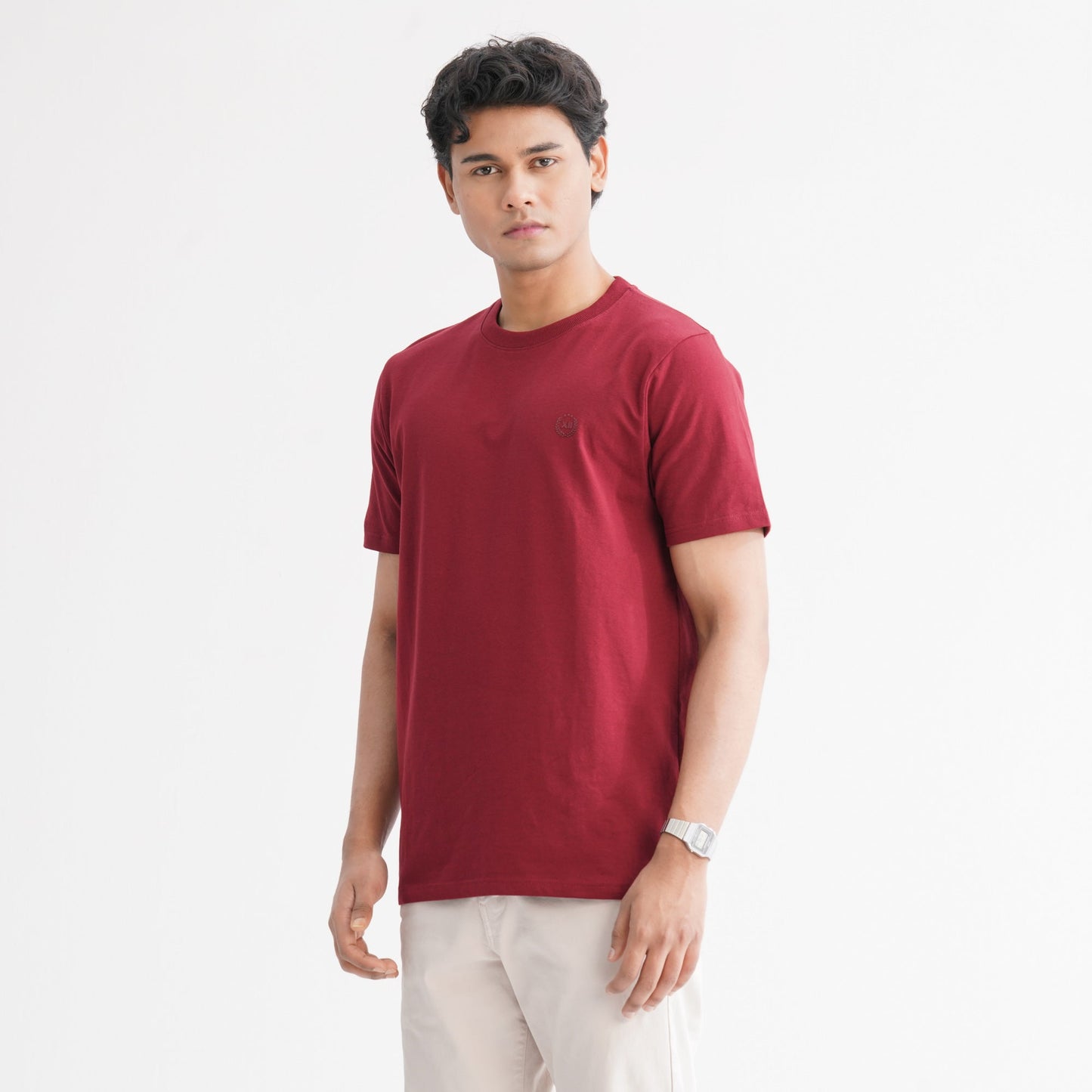 Men's Cotton Maroon T-Shirt