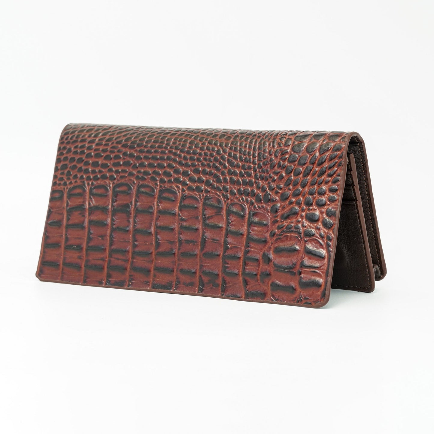 Menâ€™s Brown Crocodile Texture Leather Wallet