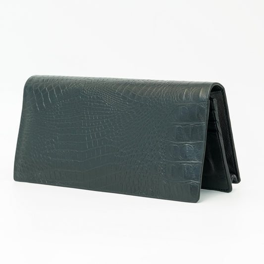 Menâ€™s Black Crocodile Texture Leather Wallet