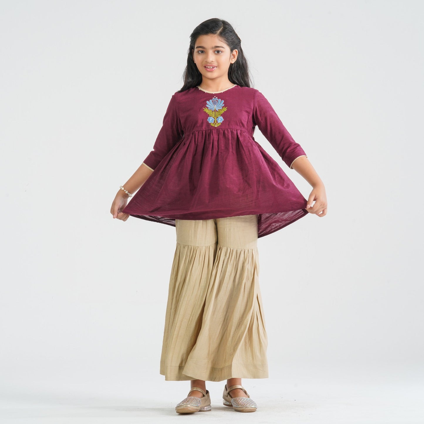 Girl's Maroon Two Piece Set