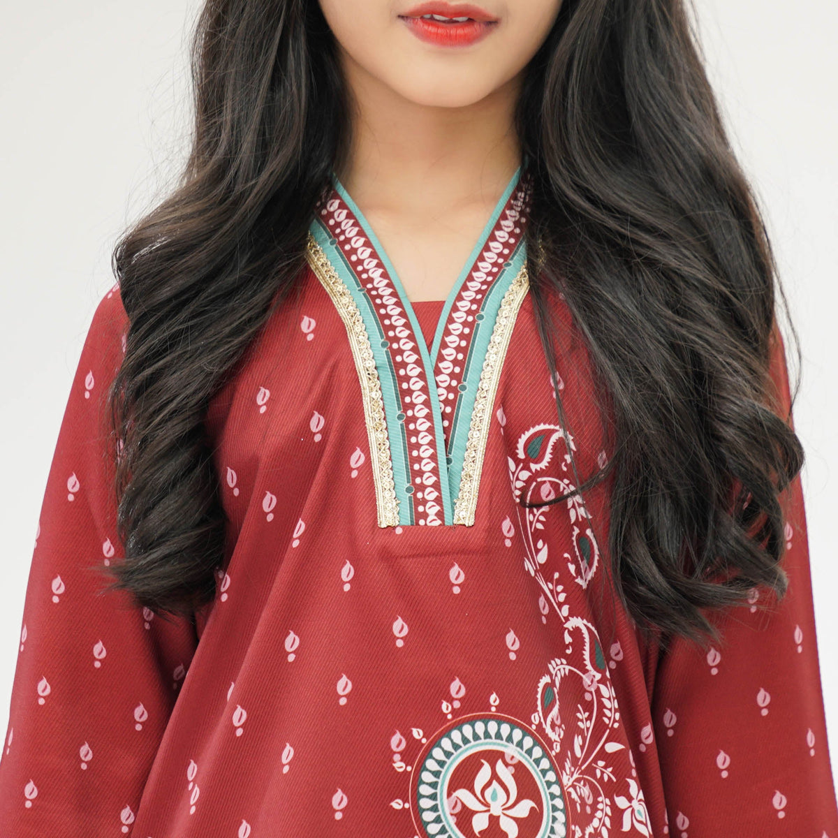 Girls Maroon Two Piece Set