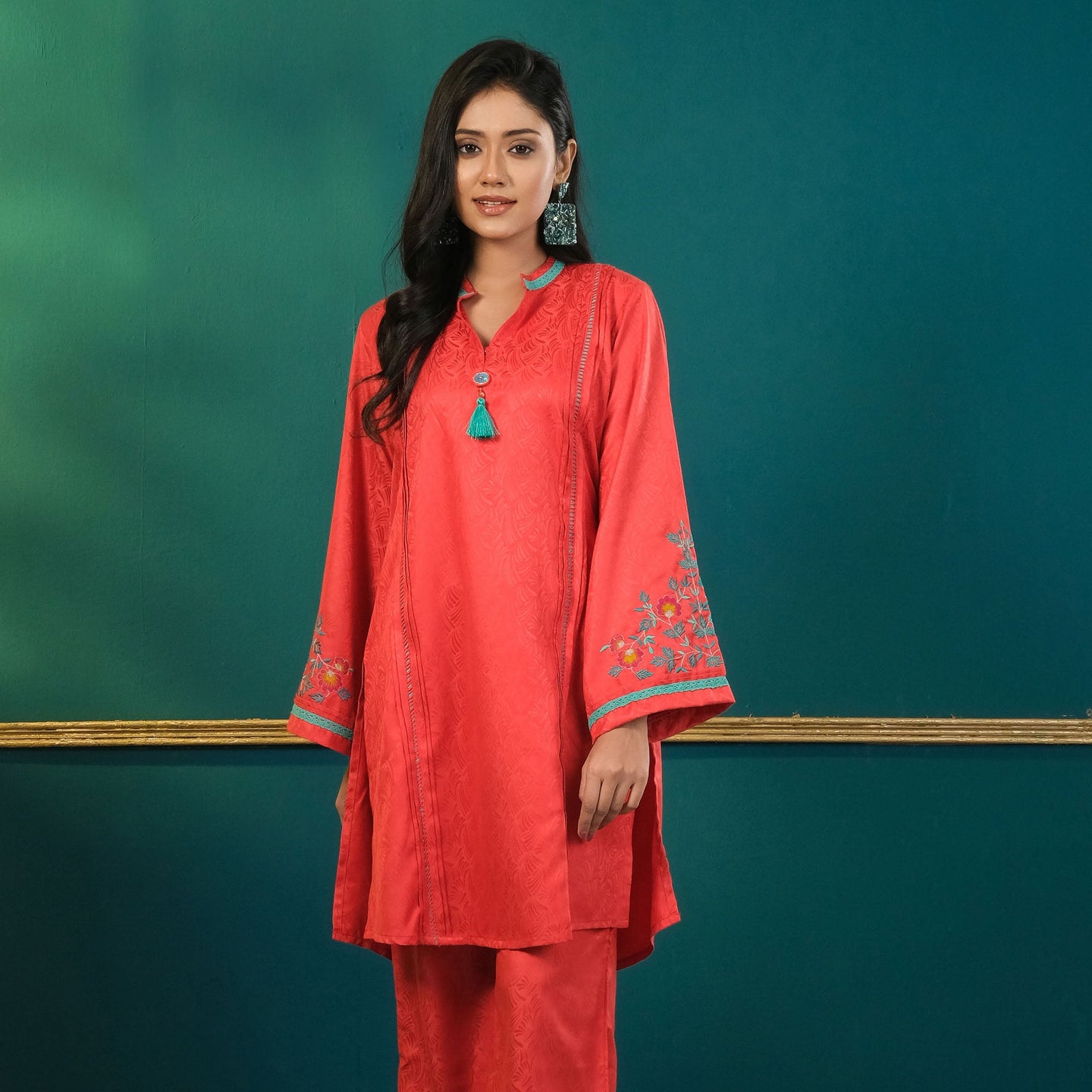 Women Red Ethnic Set