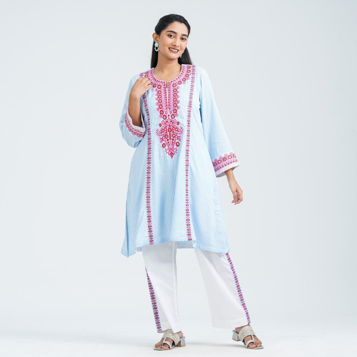 Women's Blue Cotton Two Piece Set