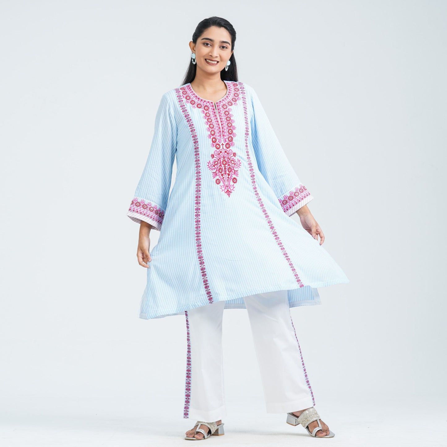Women's Blue Cotton Two Piece Set