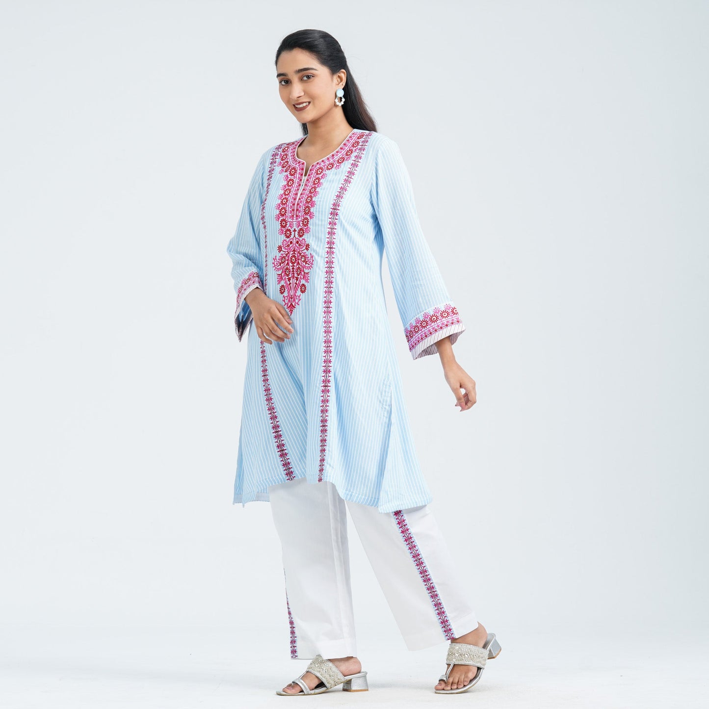 Women's Blue Cotton Two Piece Set